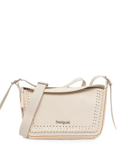 Desigual Braided-detail Contrast-stitch Shoulder Bag In White