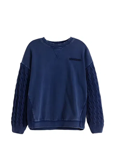 Desigual Kids' Braided-detail Sweatshirt In Blue