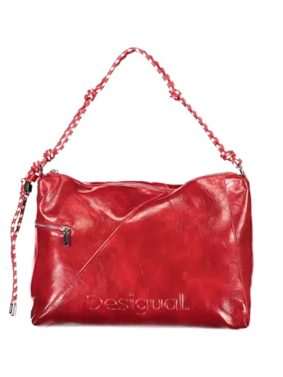 Desigual Braided-strap Debossed-logo Tote Bag In Red