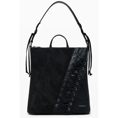 Desigual Bronzo Polyurethane Women Handbag In Black