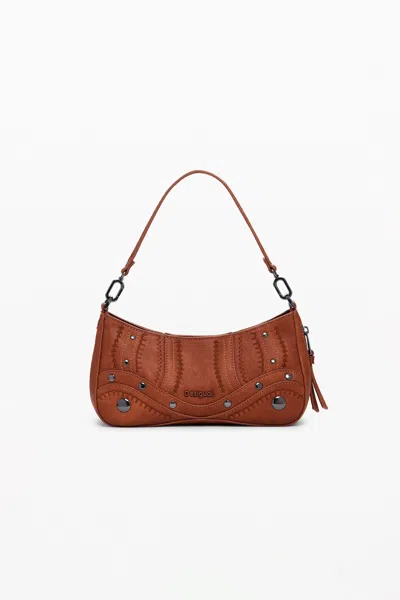 Desigual 刺繍入りクロスボディバッグ In Brown