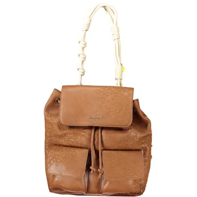 Desigual Mini Floral Embroidered Convertible Backpack In Brown