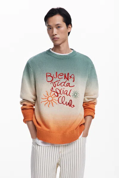 Desigual Buenavida Gradient Sweater In Orange