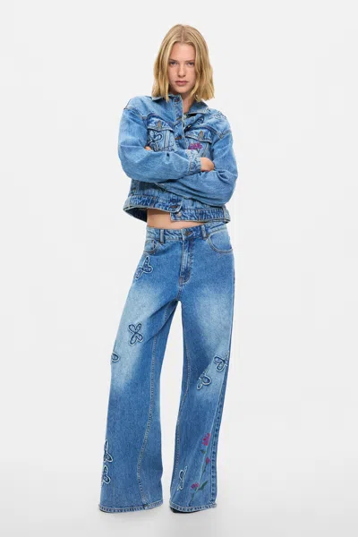 Desigual Butterfly Jeans In Blue
