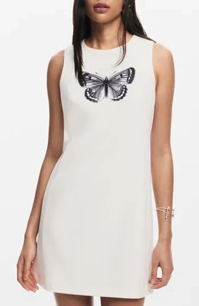 Desigual Butterfly Sleeveless Minidress In White