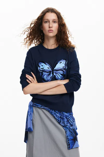 Desigual Butterfly Sweatshirt In Blue