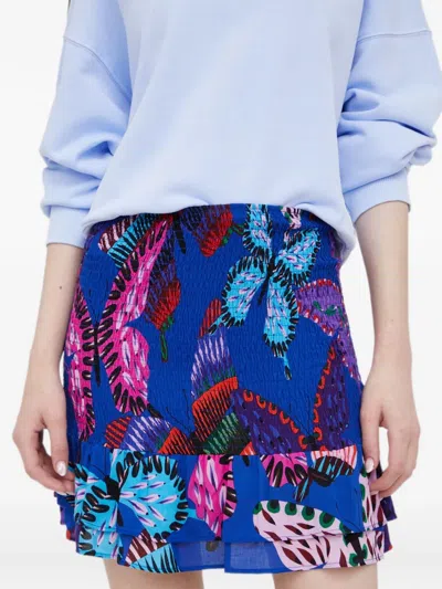 Desigual Butterfly-print Ruffled Mini Skirt In Multi