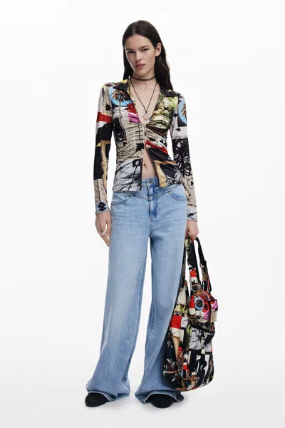 Desigual Buttoned T-shirt M.c.lacroix In Black