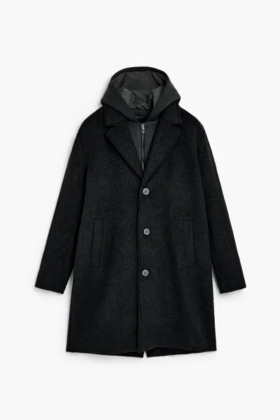 Desigual Buttoned Wool Coat In Black