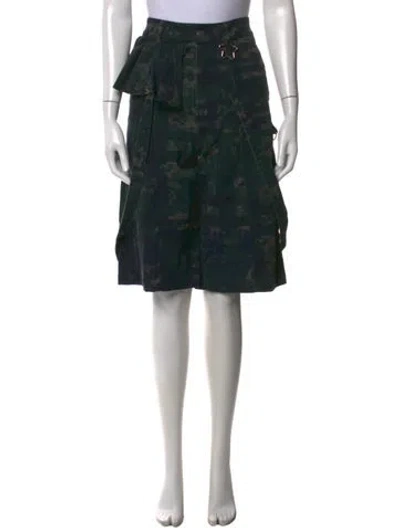 Pre-owned Desigual Camouflage Print Knee-length Shorts W/ Tags In Black/green