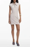Desigual Cap Sleeve Ruched Mini Shirtdress In Neutral