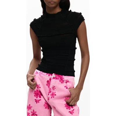 Desigual Cap Sleeve T-shirt In Black
