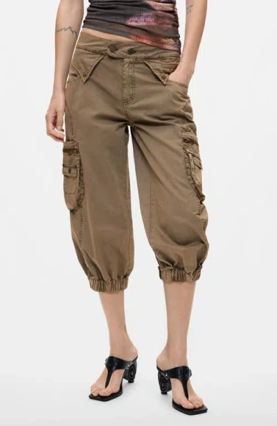 Desigual Capri Cargo Pants In Brown