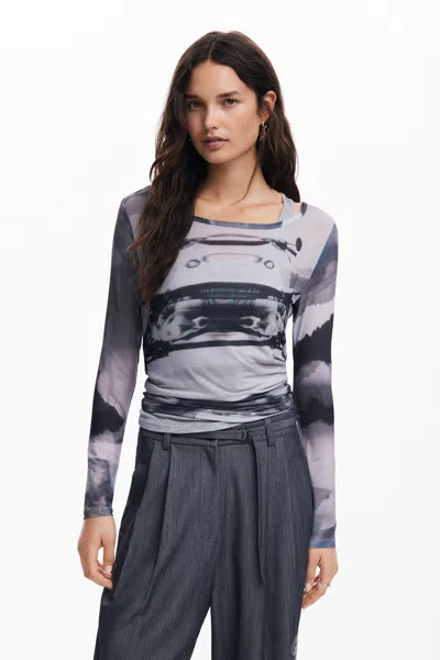 Desigual Car Print T-shirt In Black