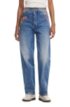 Desigual Carina Embroidered Straight Leg Jeans In Blue