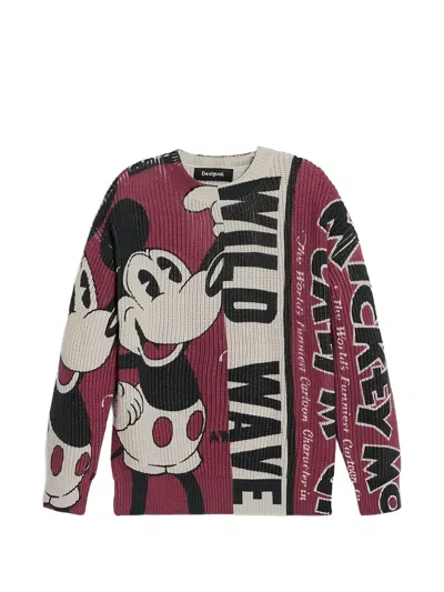 Desigual Kids' Cartoon Print Sweater In Red