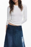 Desigual Charm Pointelle Stretch Cotton Top In White