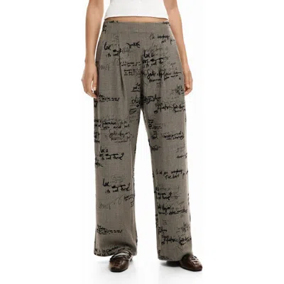 Desigual Check Print Pleat Front Pants In Multi