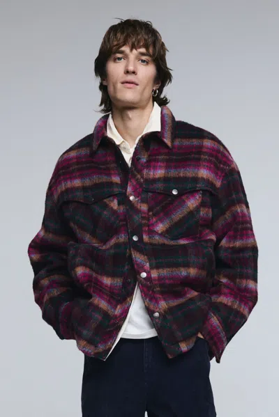 Desigual Checked Jacket With Pockets In Multi
