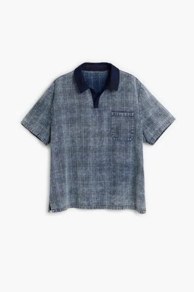 Desigual Checkered Polo T-shirt In Blue