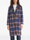 Desigual Check-pattern Notched-lapels Coat In Blue