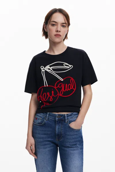 DESIGUAL CHERRY LACE-UP T-SHIRT