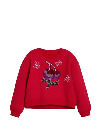 Desigual Kids' Cherry-appliqué Sweatshirt In Red