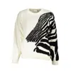 DESIGUAL CHIC CONTRAST CREW NECK SWEATER IN WHITE