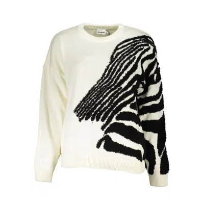 DESIGUAL DESIGUAL CHIC CONTRAST CREW NECK SWEATER IN WOMEN'S WHITE