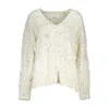 Desigual Chic Contrast V-neck Sweater With Logo Detail
