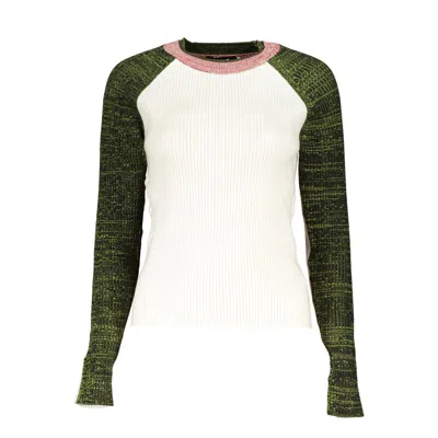 Desigual Chic Contrasting Crew Neck Sweater In White