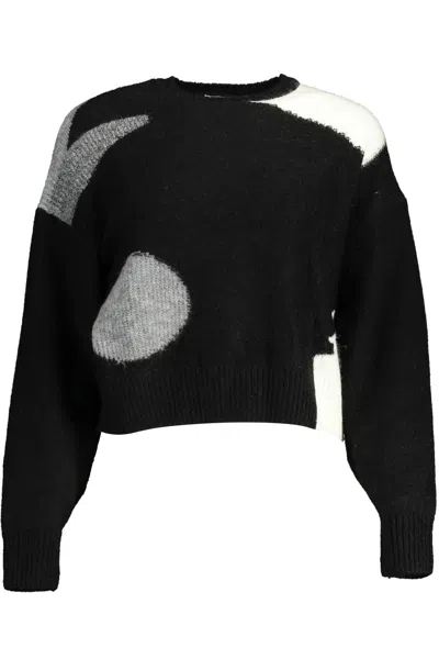 Desigual Chic Contrasting Long Sleeve Women's Sweater In Black