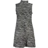 Desigual Safaruti Zebra Print Scrunch Neck Minidress In Black