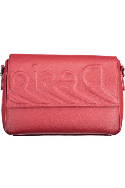 Desigual Chic Red Contrasting Detail Shoulder Bag In Pink