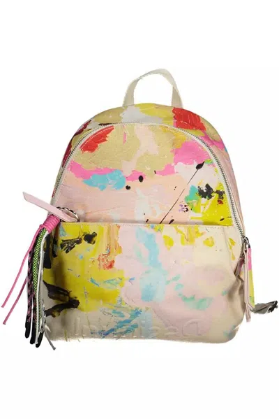 Desigual Chic White Backpack With Contrasting Details