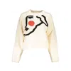 DESIGUAL CHIC WHITE EMBROIDERED CREW NECK SWEATER