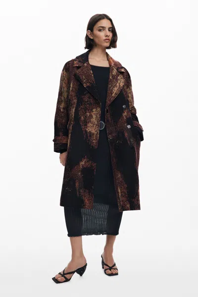Desigual Coat Designed By Mr. Christian Lacroix In Brown