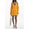 Desigual Cold Shoulder Long Sleeve Minidress In Orange