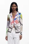 Desigual Collage Buttoned T-shirt In Material Finishes