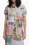 Desigual Collage Print Cotton Button-up Shirt In Multi