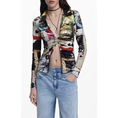 Desigual Collage Print Shirt In Black