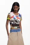 Desigual Abstract Print Cotton Blend T-shirt In Material Finishes