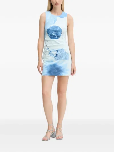 Desigual Collage Printed Sleeveless Mini Dress In Blue