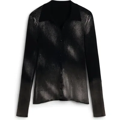 Desigual Collar Cardigan In Black