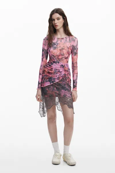 Desigual Collina Strada Asymmetrical Dress In Red