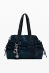 Desigual X Collina Strada Large Batik Pattern Satin Shoulder Bag In Black