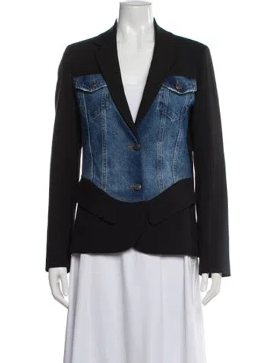 Pre-owned Desigual Colorblock Pattern Blazer In Blue