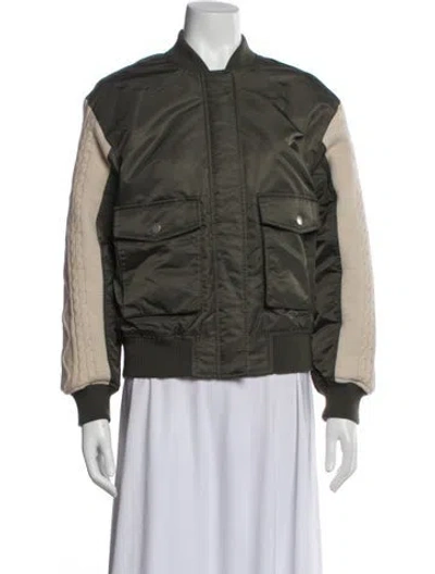 Pre-owned Desigual Colorblock Pattern Bomber Jacket In Green