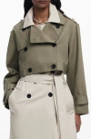 Desigual Colorblock Two-piece Trench Coat In Grey-green