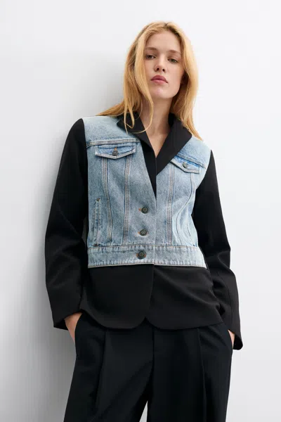 Desigual Combined Blazer In Black